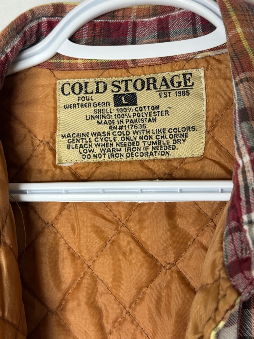 Vintage Cold Storage Plaid Jacket Shacket Sz L Quilted Lining Chore Barn Grunge - Picture 4 of 13
